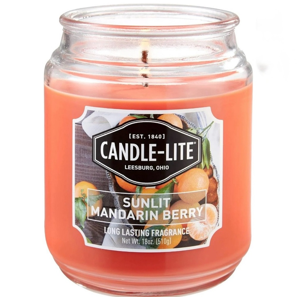 NWT‎ Candle-Lite Aromatherapy Candle 18oz Sunlit Mandarin Berry Large Jar